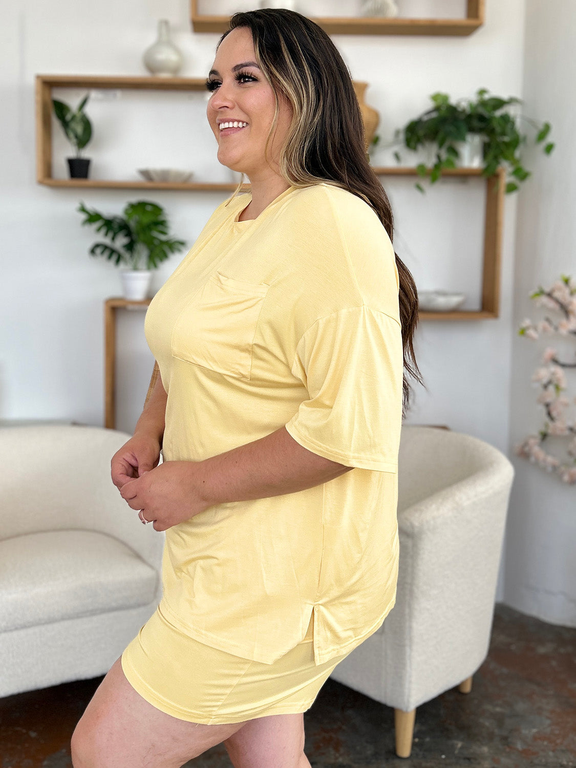 Basic Bae Bamboo Full Size Round Neck Drop Shoulder T-Shirt and Shorts Set ShopBasicbae