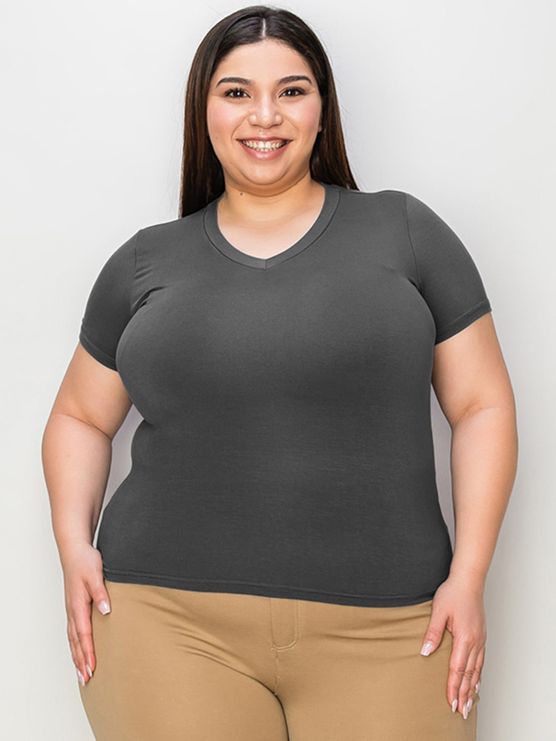 Basic Bae Full Size V-Neck High-Low T-Shirt ShopBasicbae