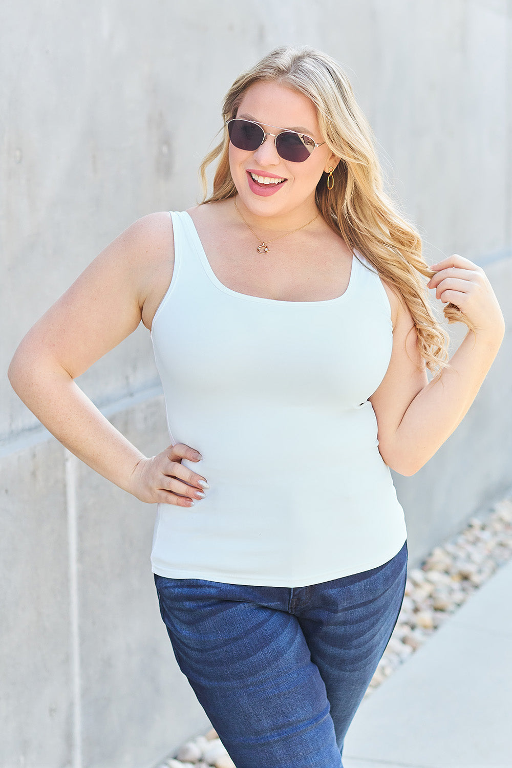 Basic Bae Full Size Square Neck Wide Strap Tank ShopBasicbae