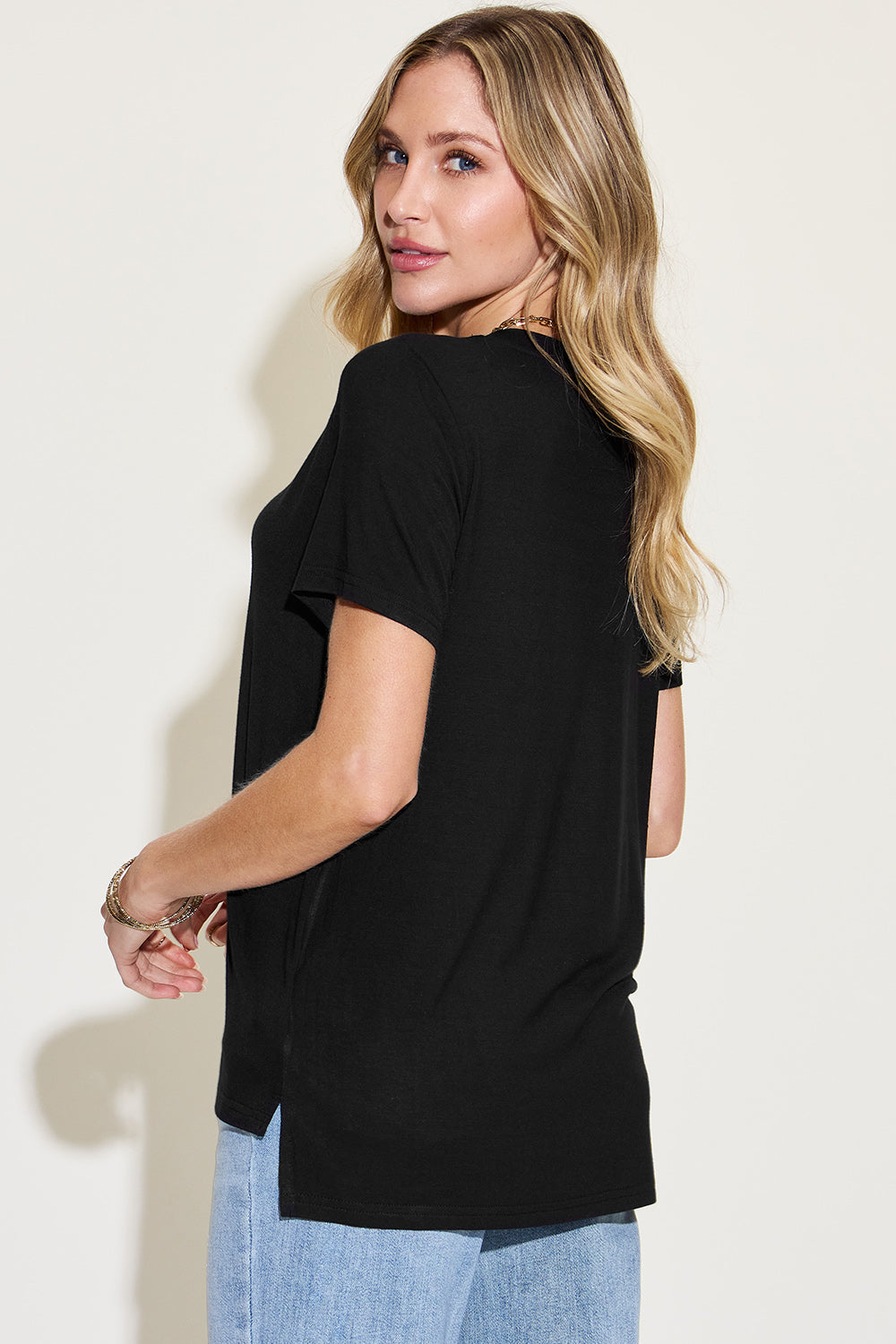 Basic Bae Full Size V-Neck High-Low T-Shirt ShopBasicbae