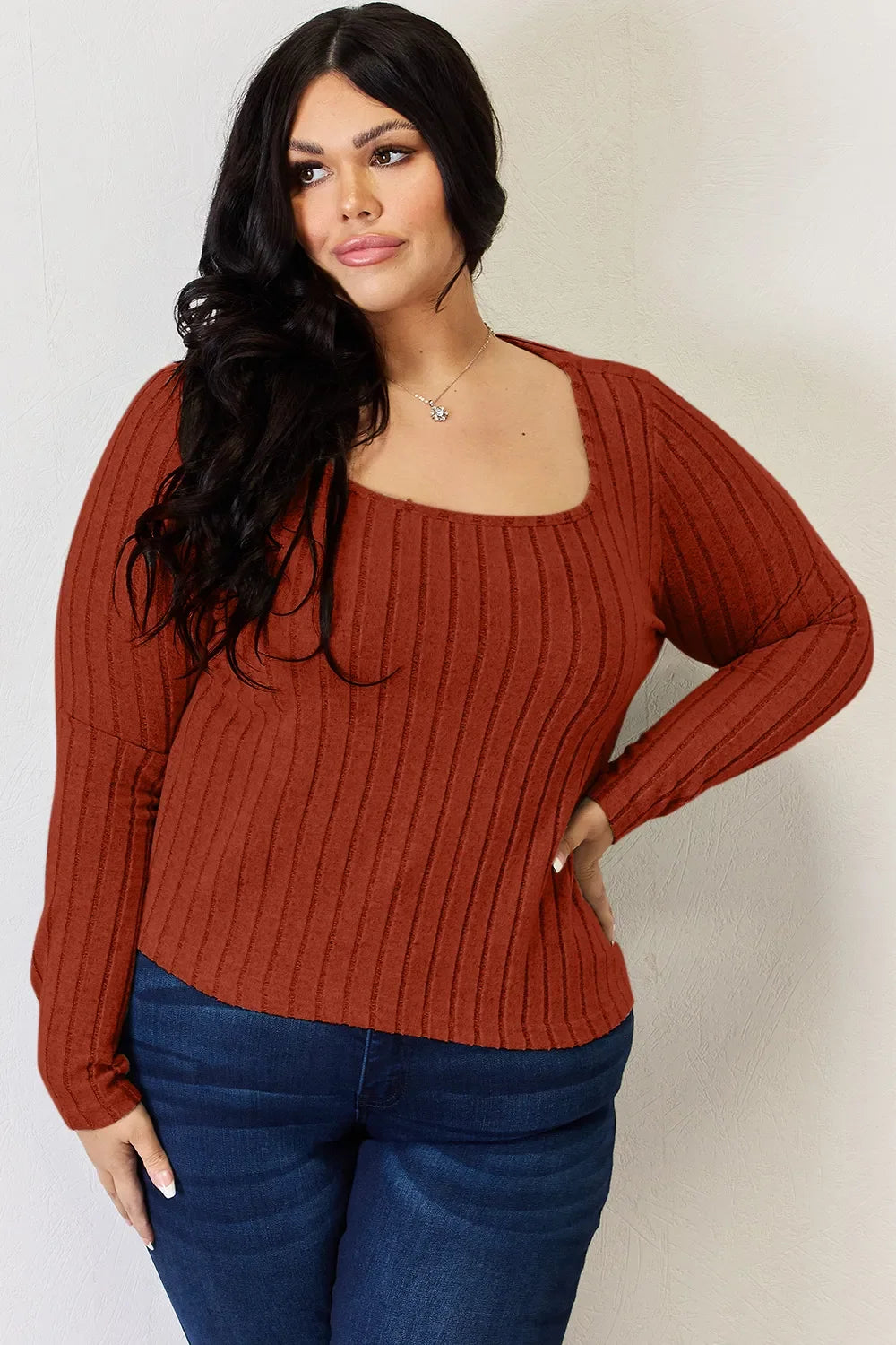 Basic Bae Full Size Ribbed Long Sleeve T-Shirt ShopBasicbae