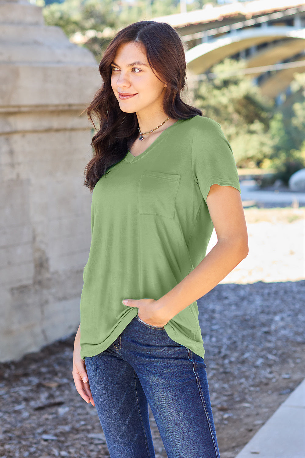 Basic Bae Bamboo Full Size  V-Neck Short Sleeve T-Shirt ShopBasicbae
