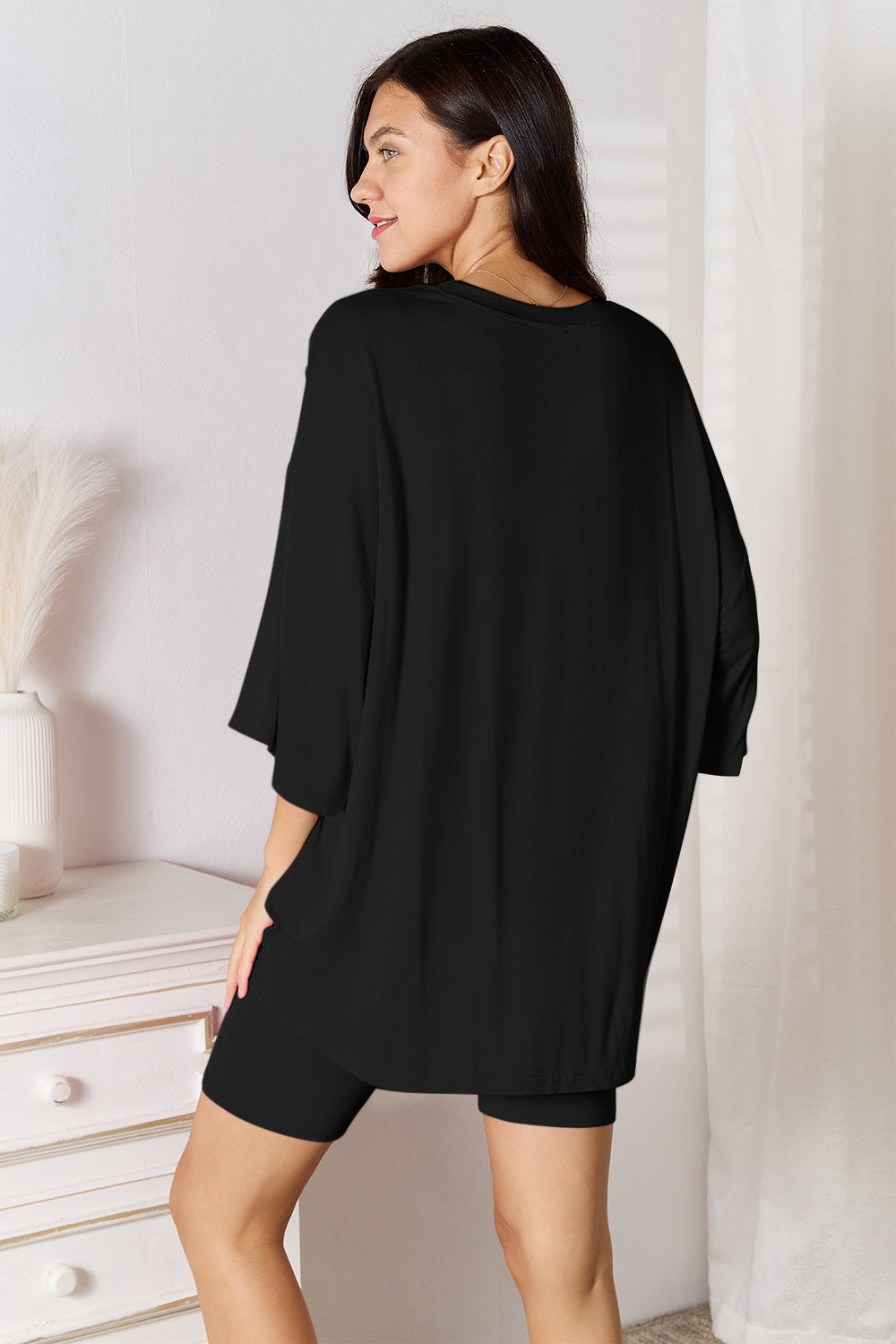Basic Bae Bamboo Full Size Round Neck Drop Shoulder T-Shirt and Shorts Set ShopBasicbae