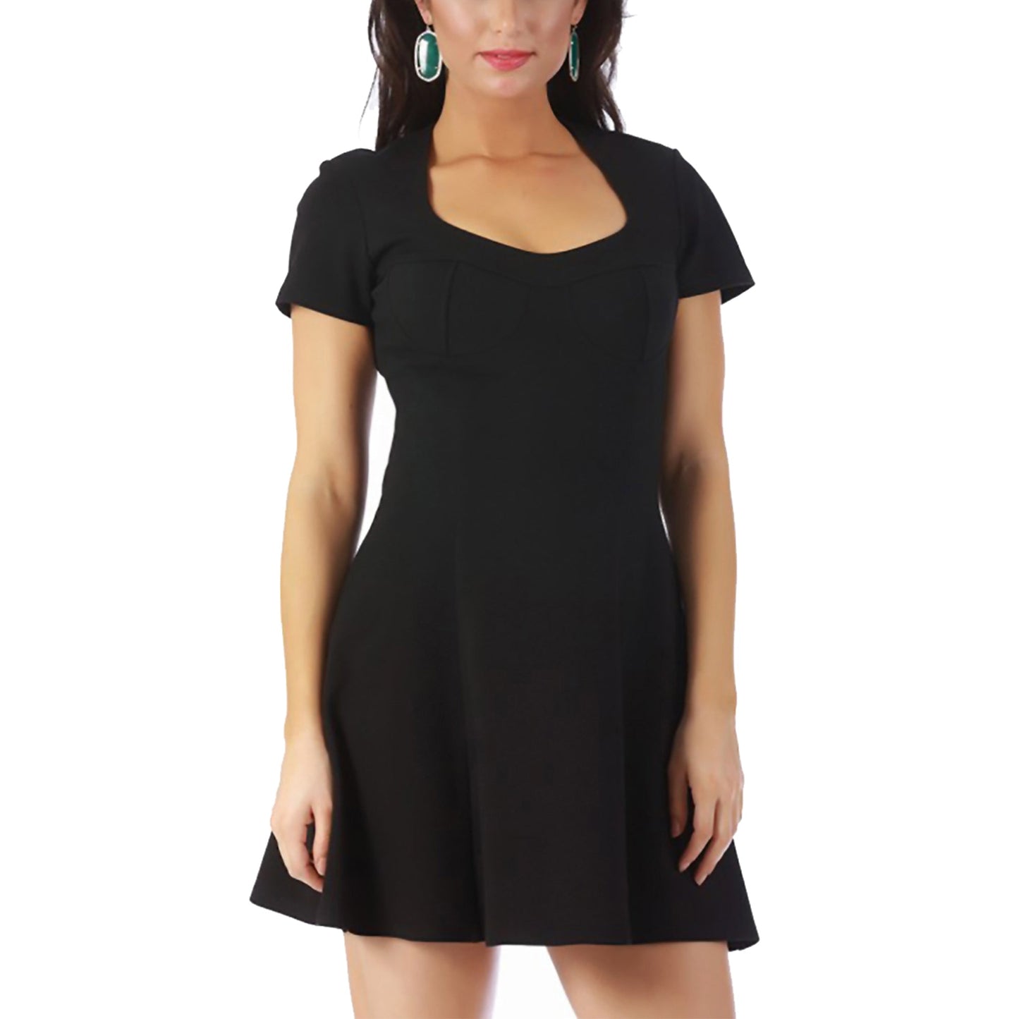 InstantFigure Short Dress Cap Sleeves Fit Flair Bodice 168001 InstantFigure INC