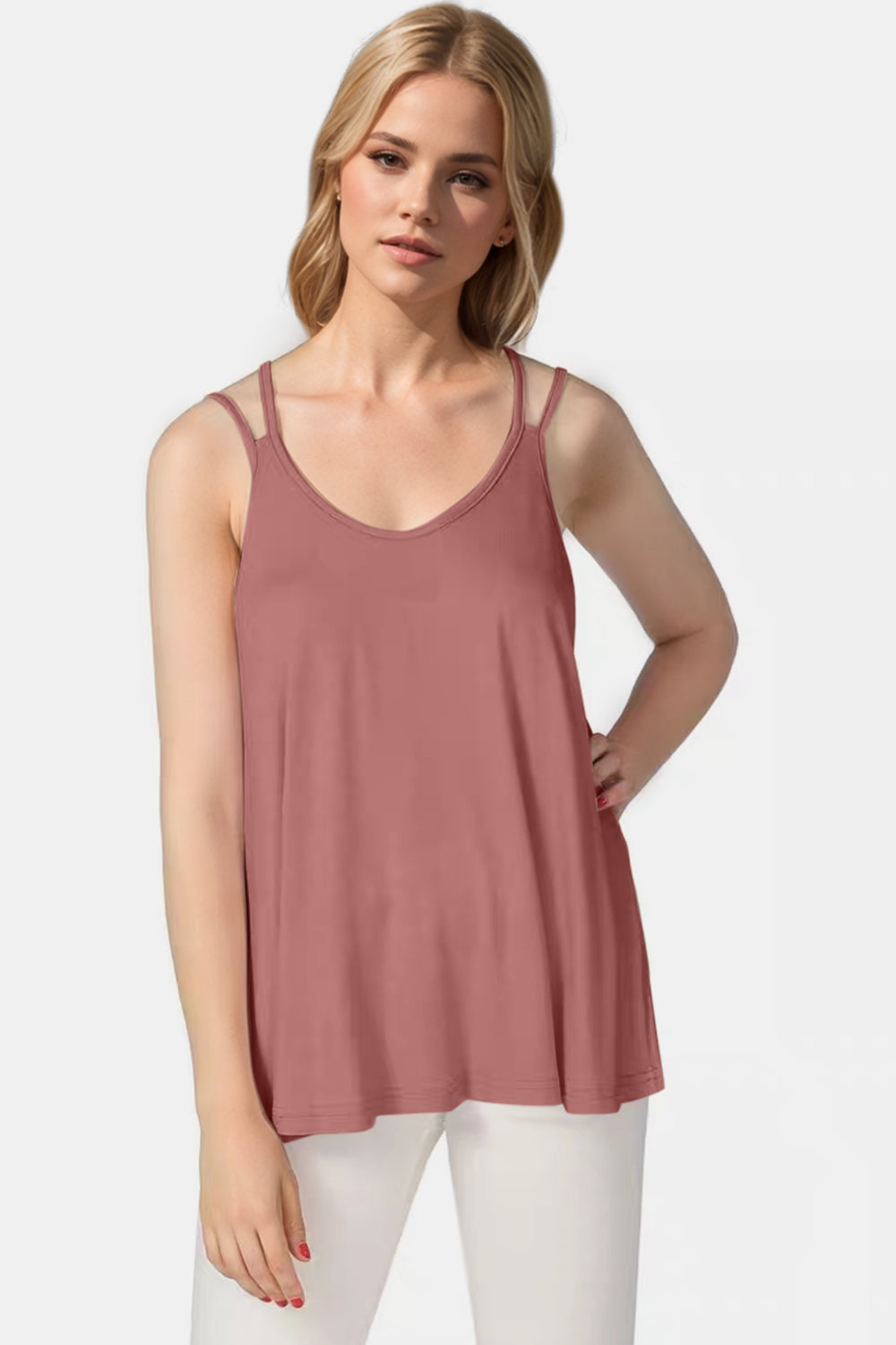 Basic Bae Bamboo Scoop Neck Double Spaghetti Straps Cami ShopBasicbae