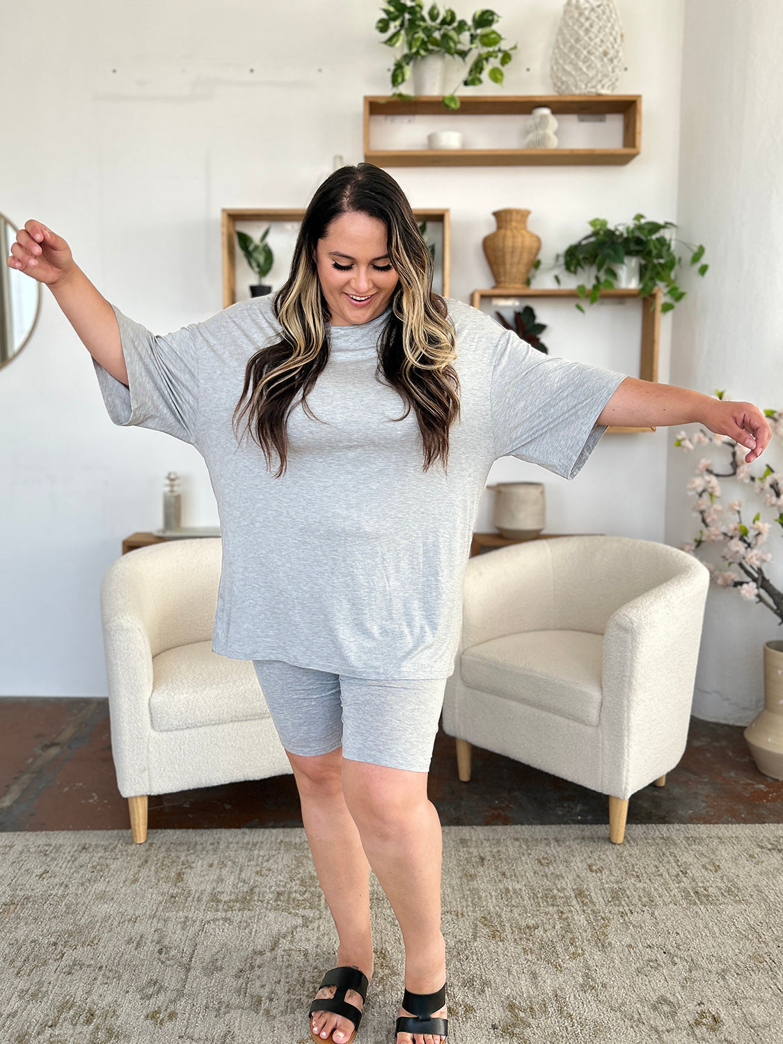Basic Bae Bamboo Full Size Round Neck Drop Shoulder T-Shirt and Shorts Set ShopBasicbae