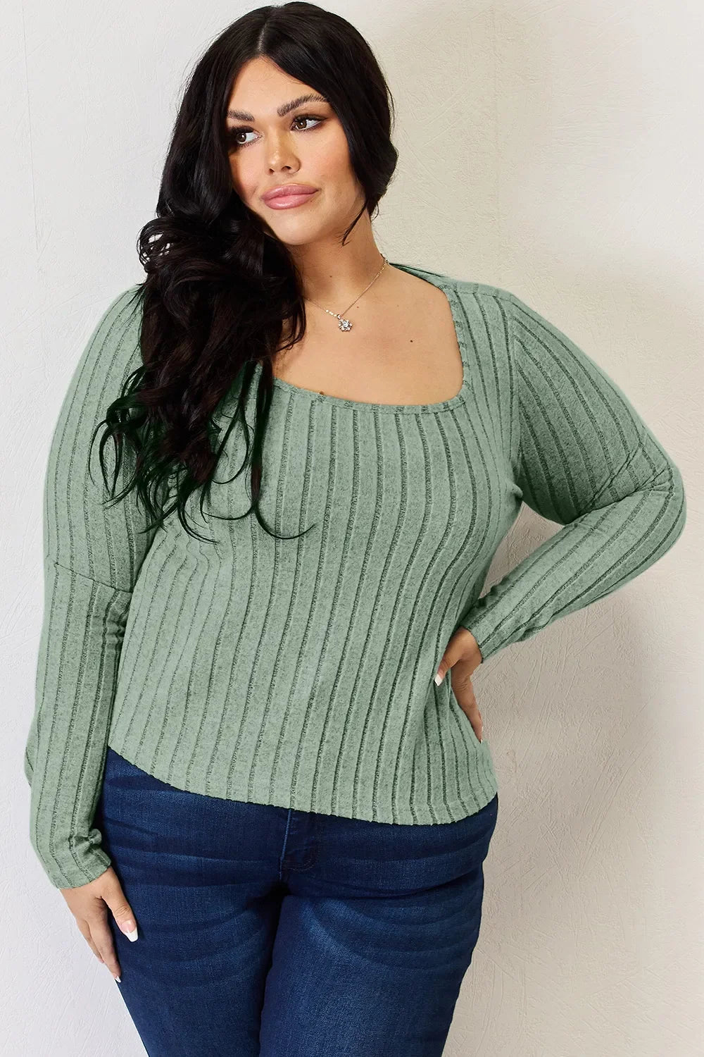 Basic Bae Full Size Ribbed Long Sleeve T-Shirt ShopBasicbae