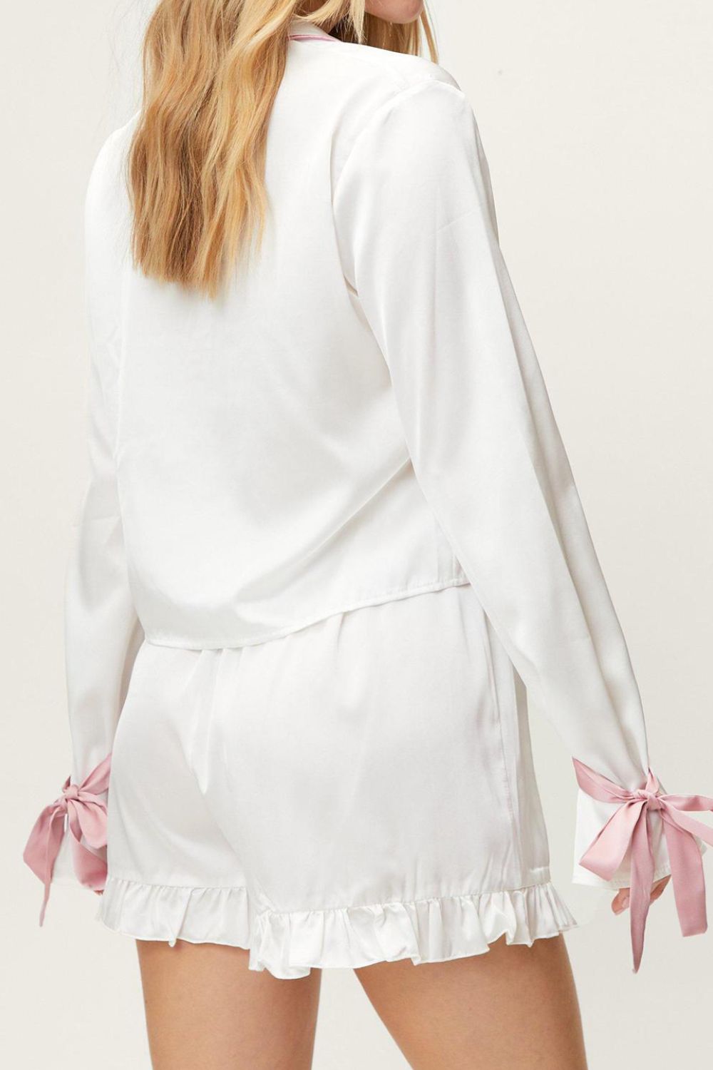 Basic Bae Tied Cuff Collared Neck Top and Frill Shorts Lounge Set ShopBasicbae