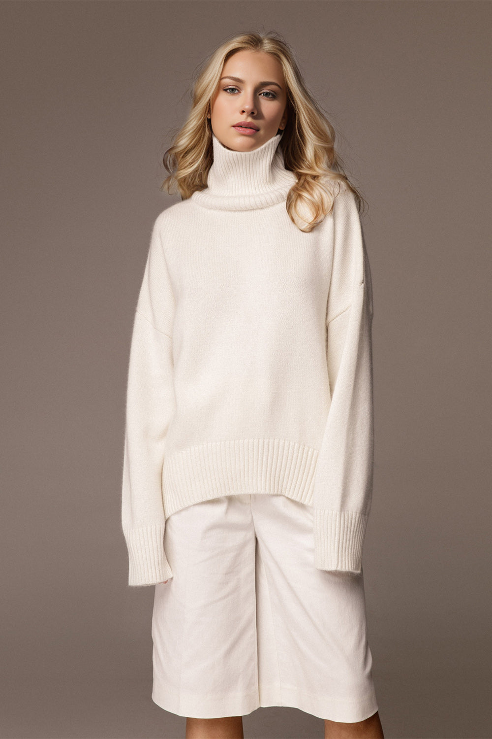 Basic Bae Turtleneck Dropped Shoulder Long Sleeve Sweater ShopBasicbae