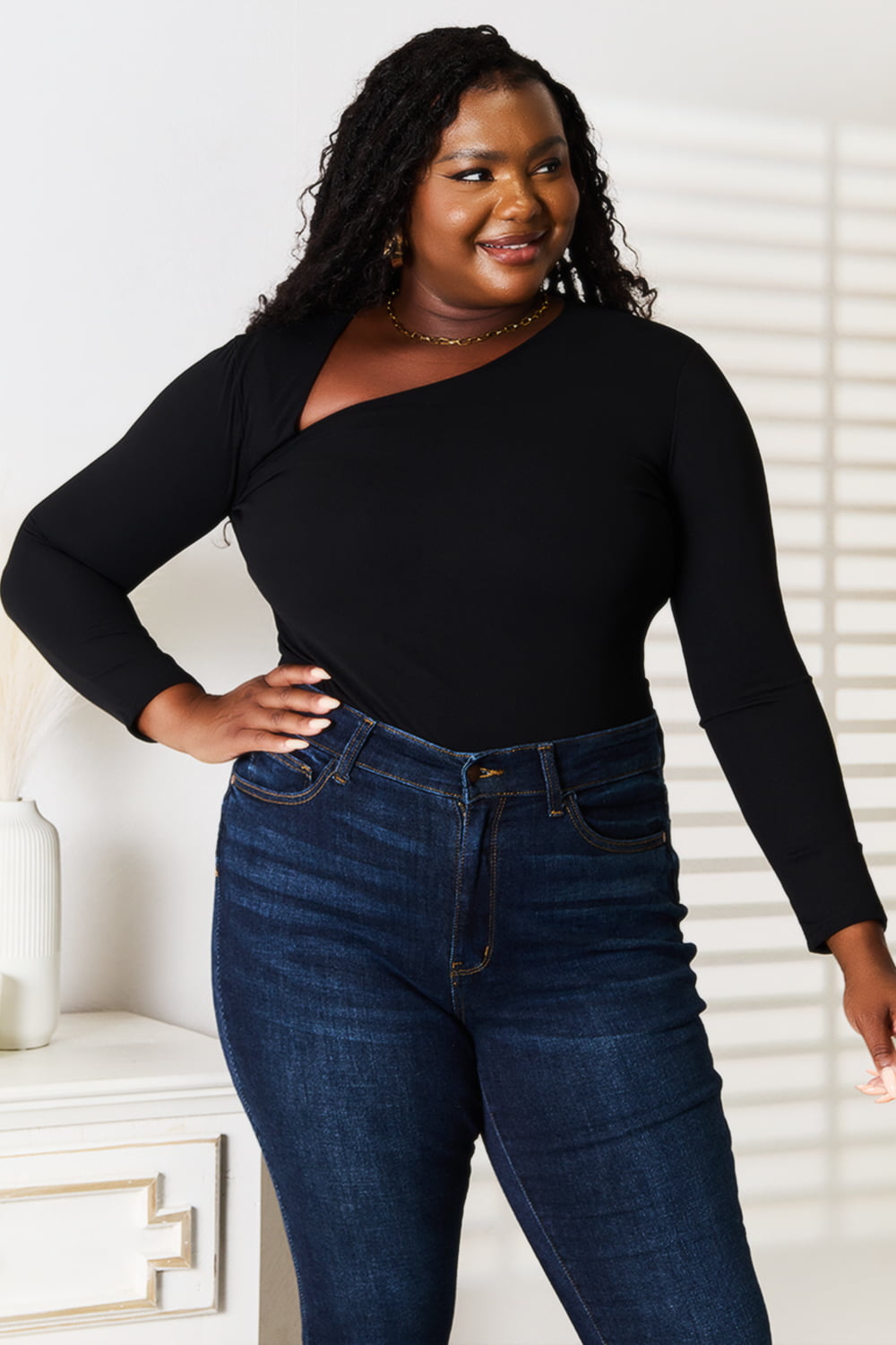 Basic Bae Asymmetrical Neck Long Sleeve Top ShopBasicbae