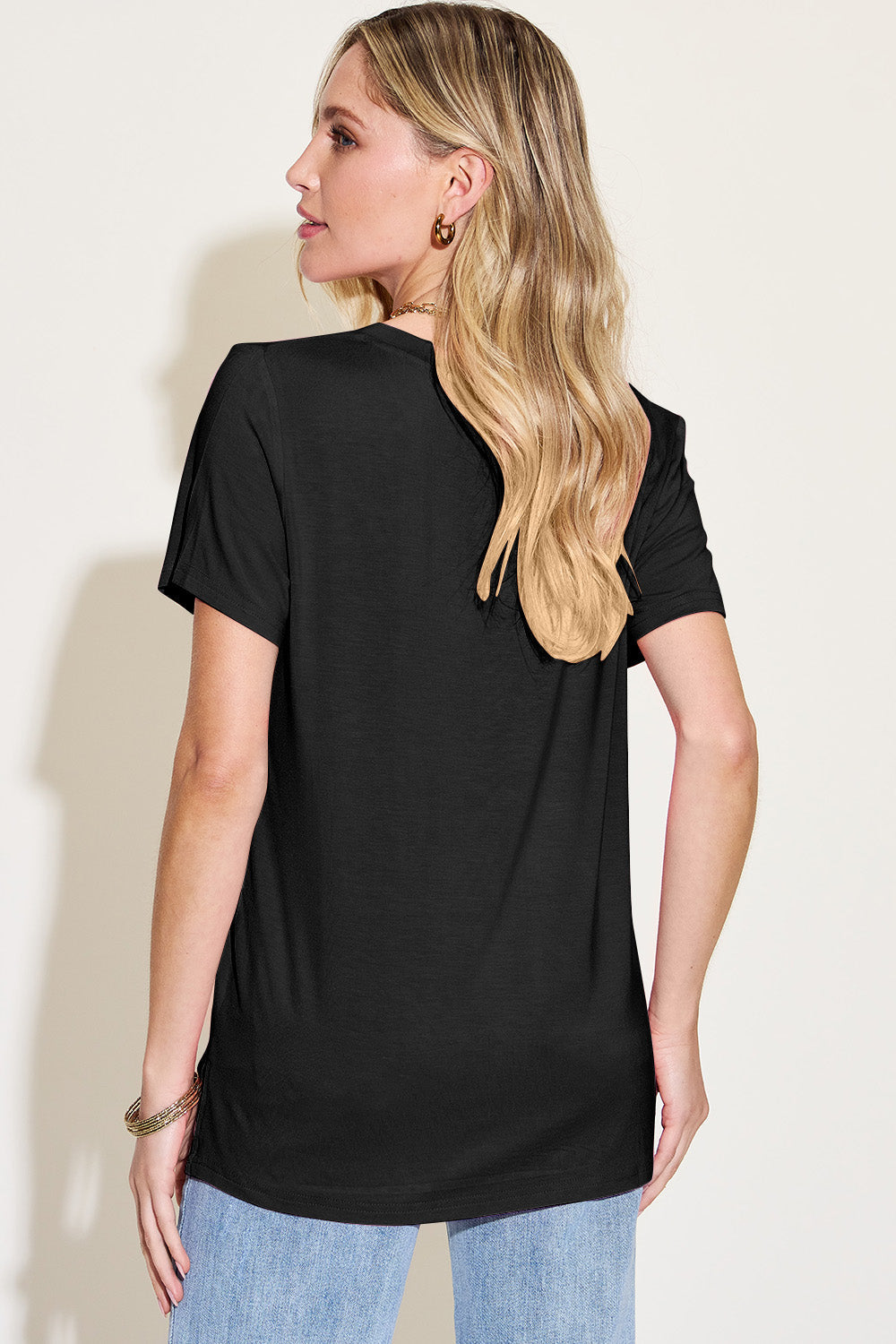 Basic Bae Bamboo Full Size V-Neck High-Low T-Shirt ShopBasicbae