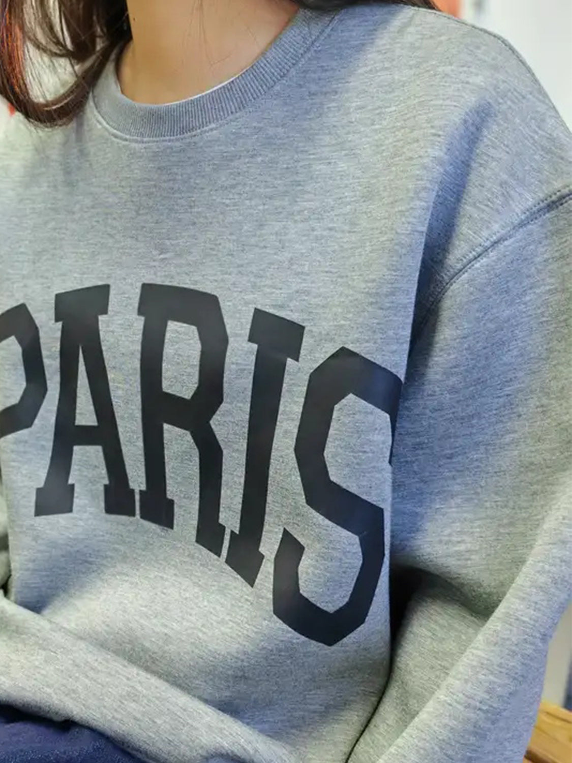 Basic Bae PARIS Round Neck Long Sleeve Air Scuba Sweatshirt ShopBasicbae