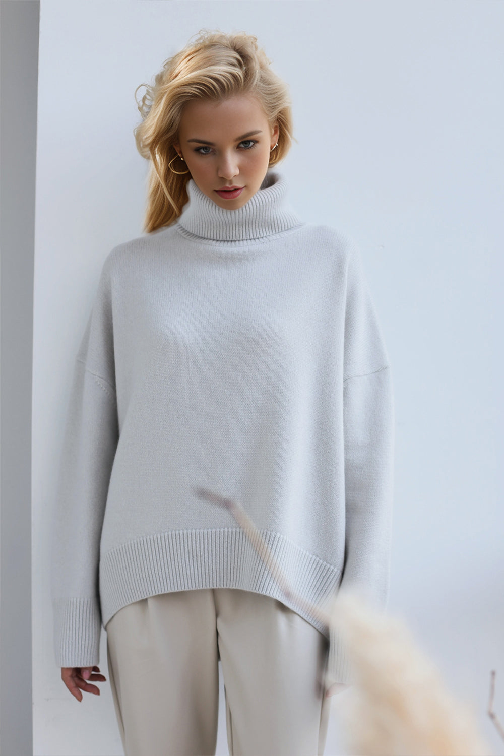 Basic Bae Turtleneck Dropped Shoulder Long Sleeve Sweater ShopBasicbae