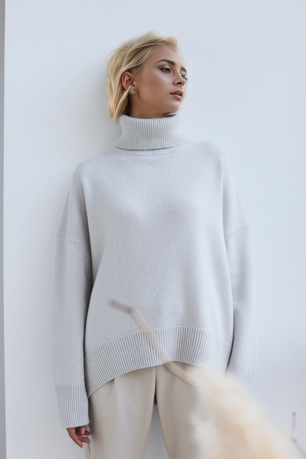Basic Bae Turtleneck Dropped Shoulder Long Sleeve Sweater ShopBasicbae