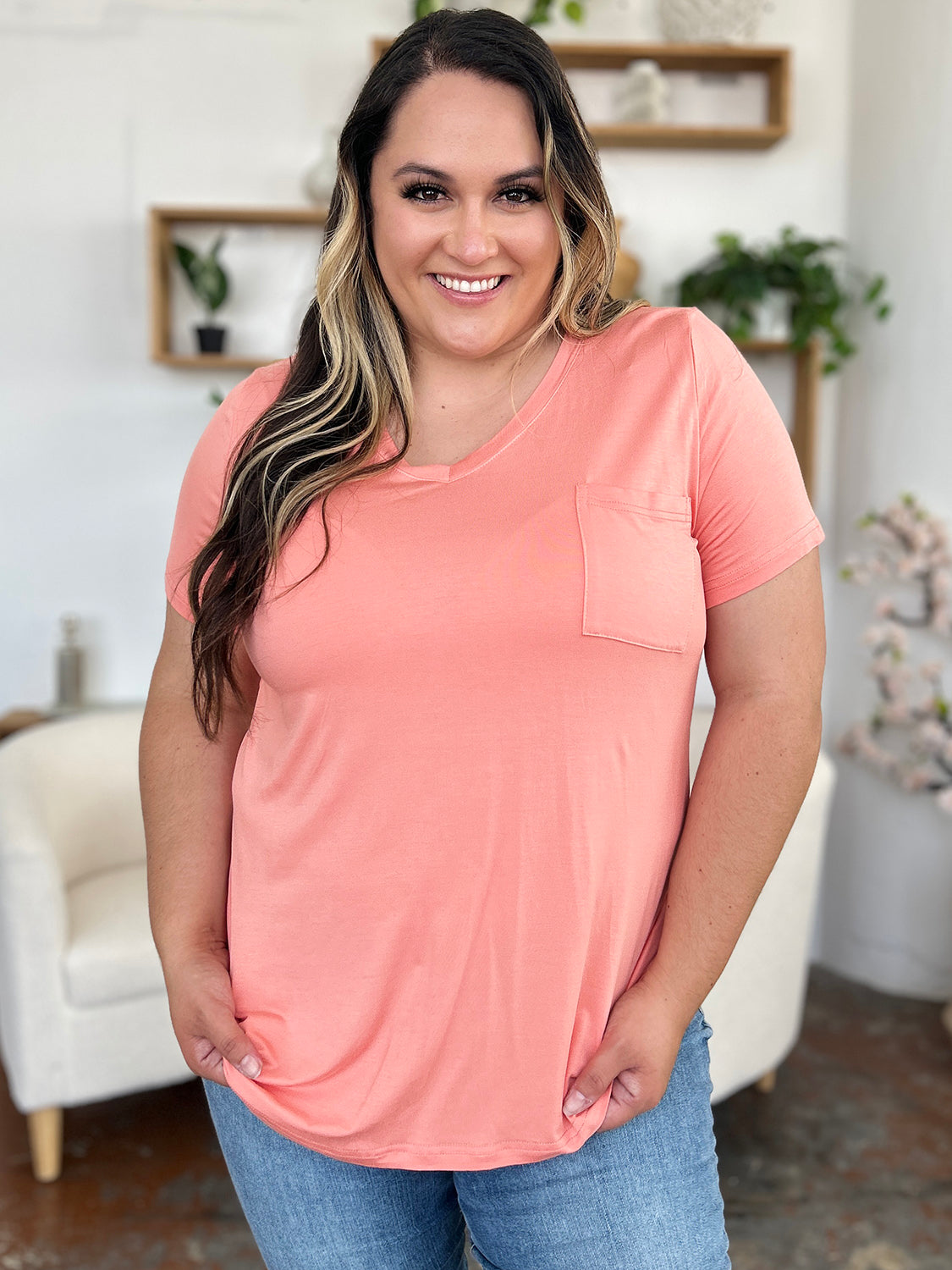 Basic Bae Bamboo Full Size  V-Neck Short Sleeve T-Shirt ShopBasicbae
