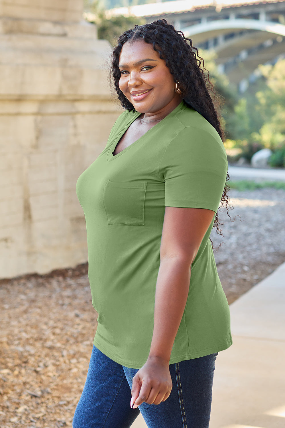 Basic Bae Bamboo Full Size  V-Neck Short Sleeve T-Shirt ShopBasicbae