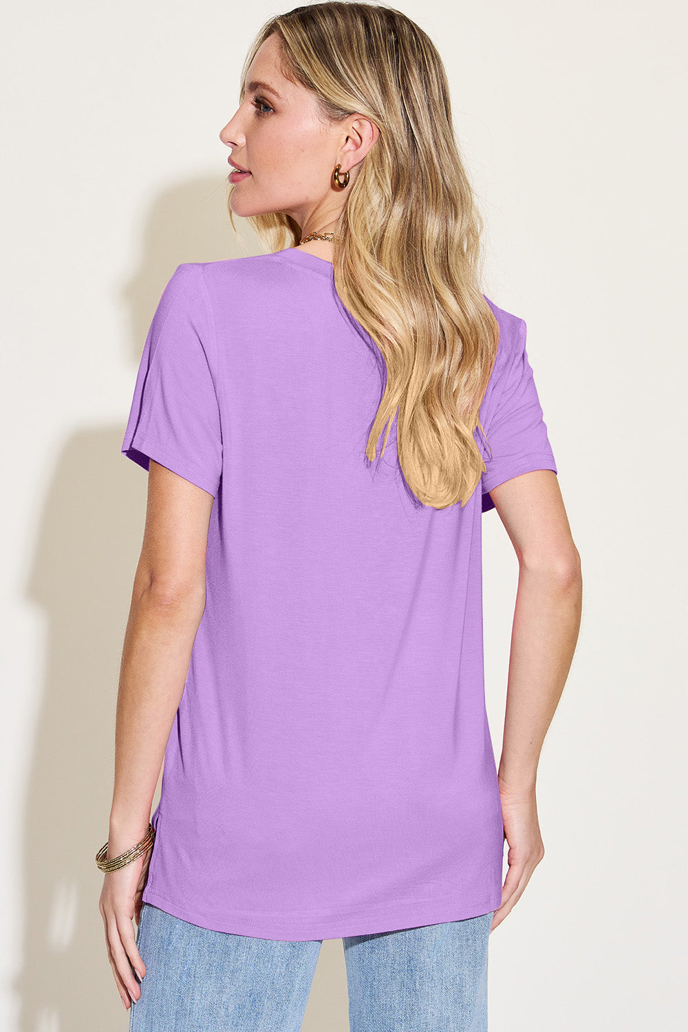 Basic Bae Bamboo Full Size V-Neck High-Low T-Shirt ShopBasicbae