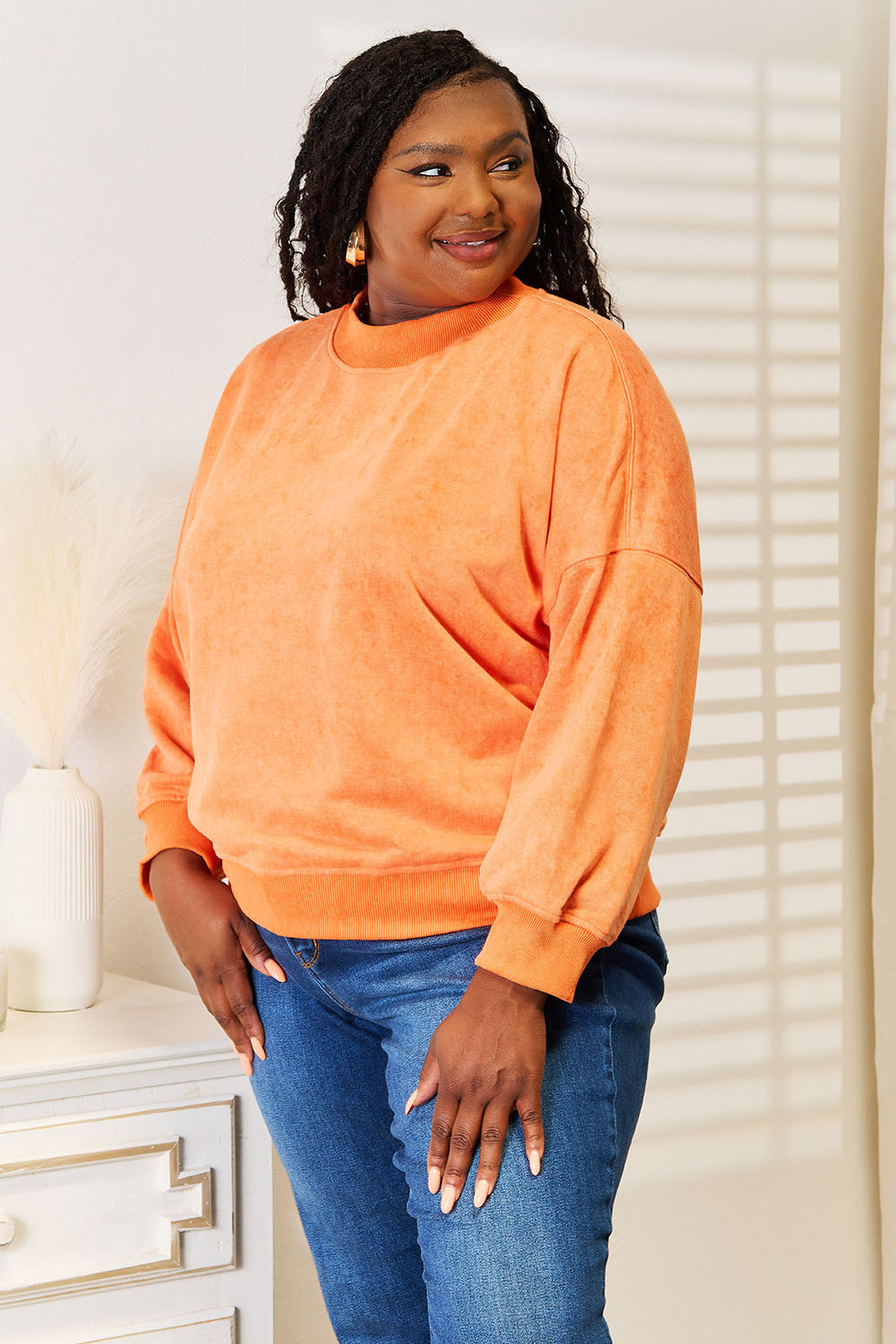 Basic Bae Round Neck Dropped Shoulder Sweatshirt ShopBasicbae