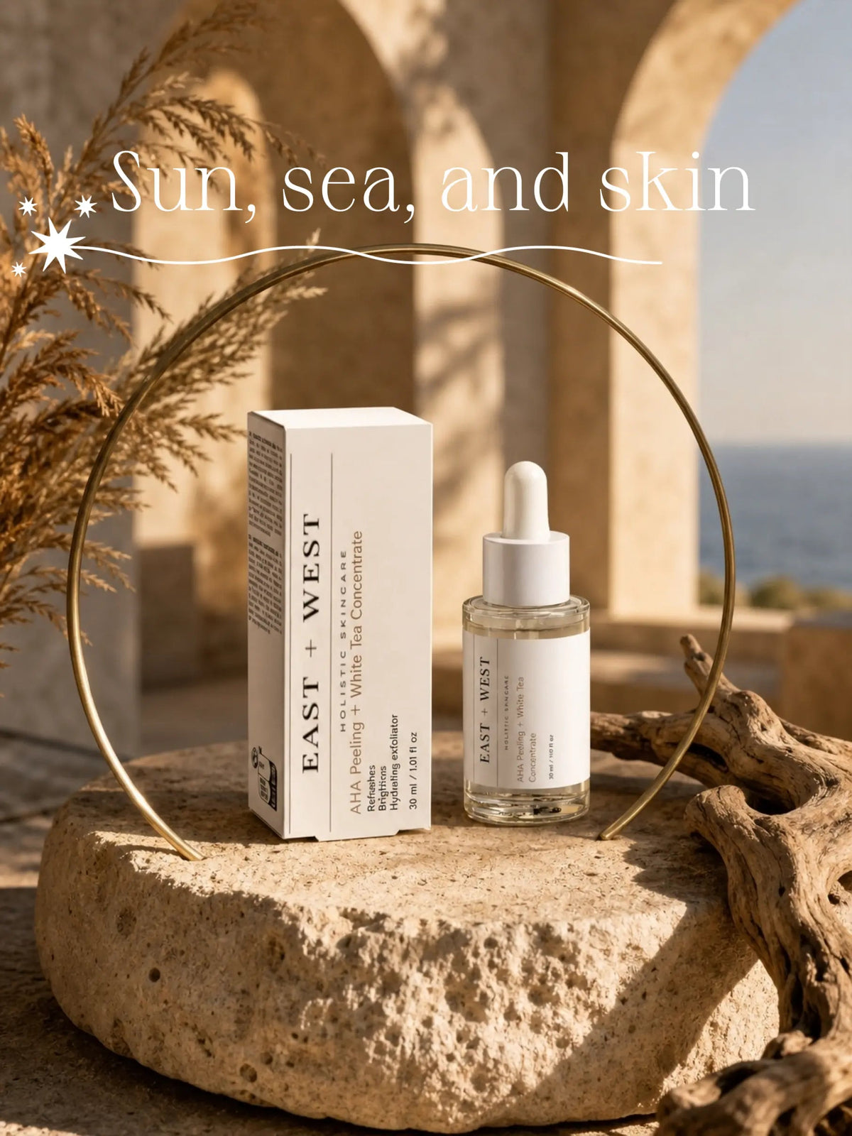 AHA Peeling + White Tea Concentrate (antiaging/dark spots/hydration) *Lactic and Hyaluronic acids East + West Holistic Skin Care