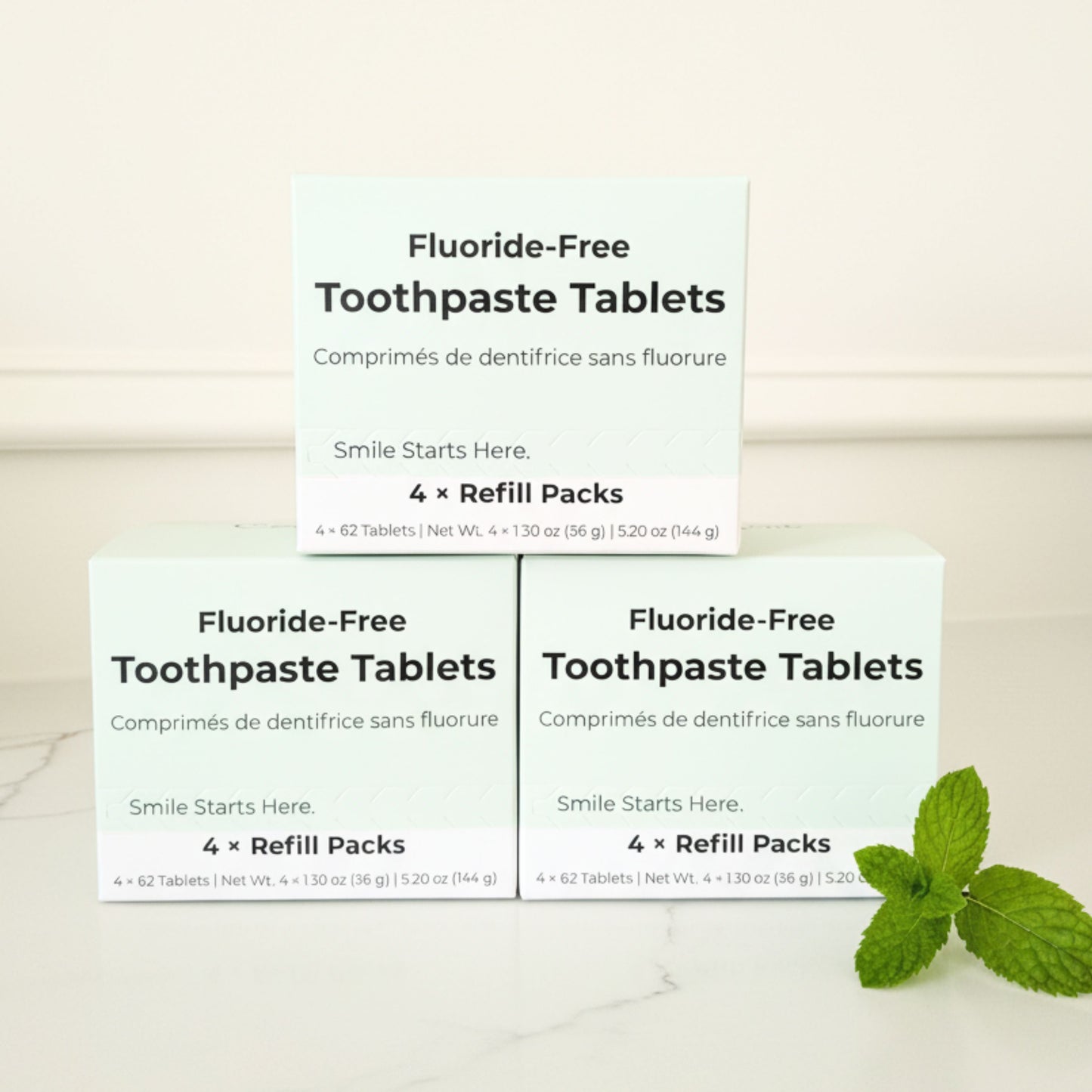 Fluoride-Free Cool Mint Toothpaste Tablets — 4 Months Tidalove