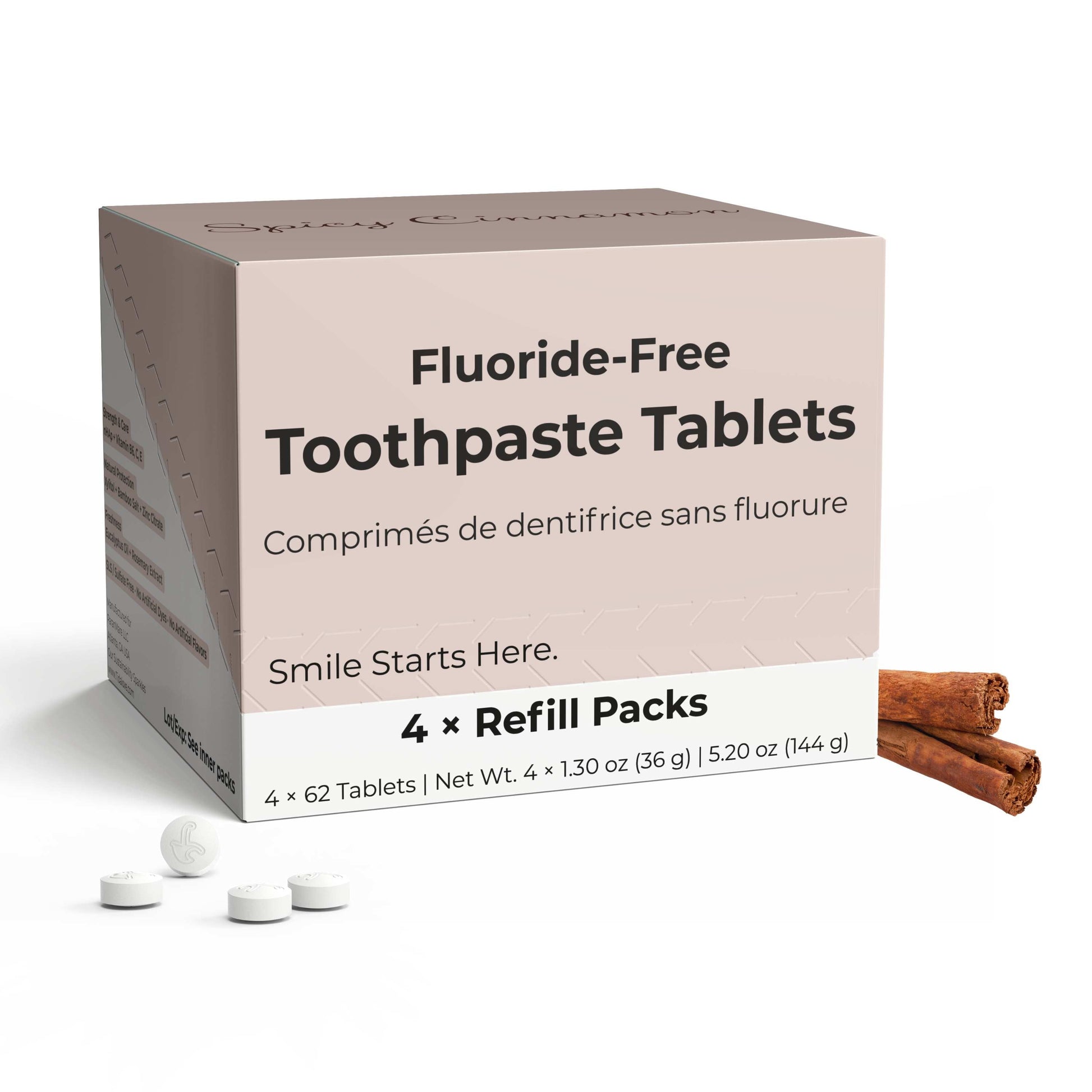 Fluoride-Free Cinnamon Toothpaste Tablets — 4 Months Tidalove