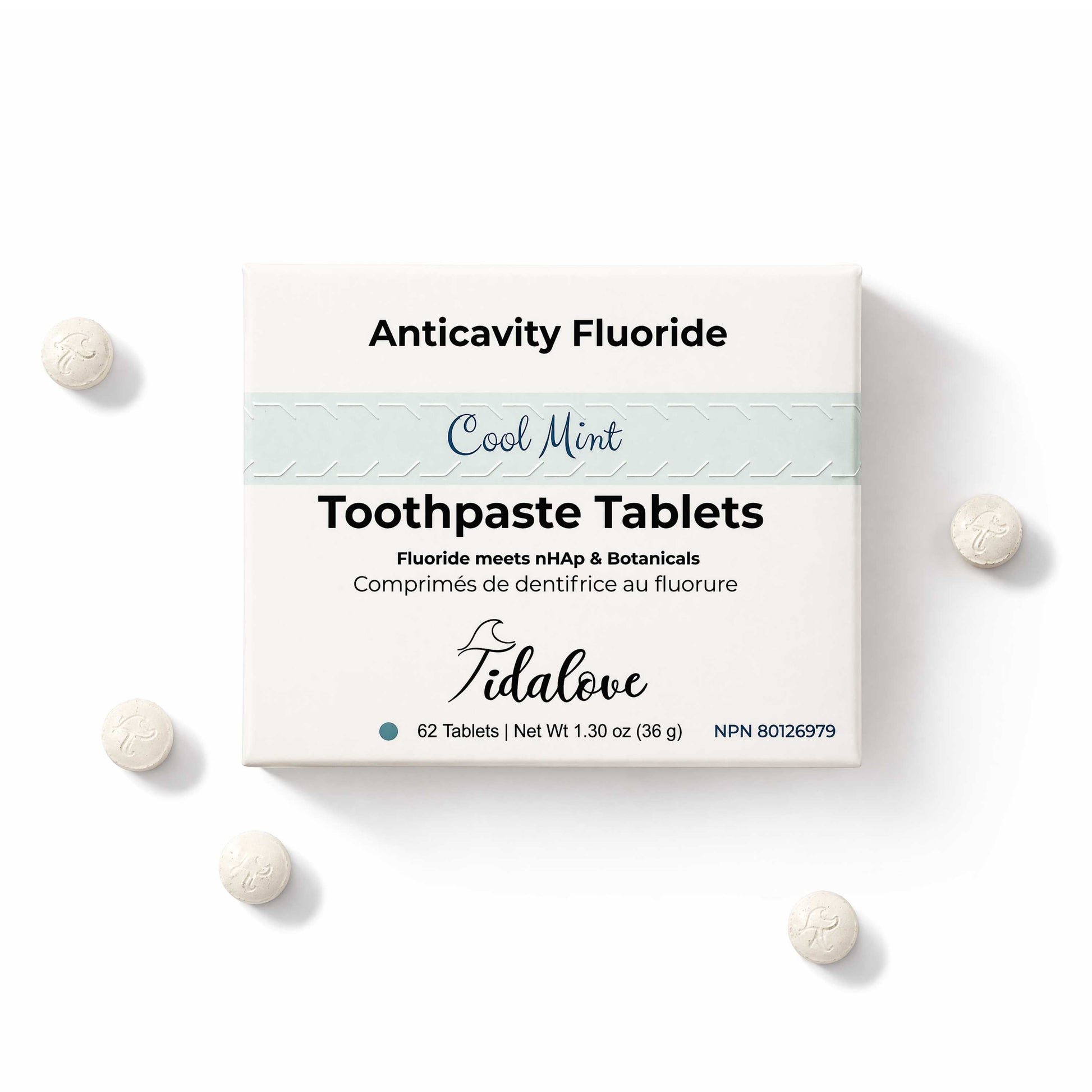 Fluoride Cool Mint Toothpaste Tablets — 1 Month Tidalove